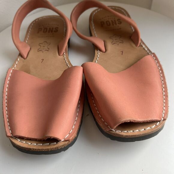 Pons Avarcas Sandals Womens 7 Pink Coral Leather Classic Style Menorca Shoes - Picture 2 of 5